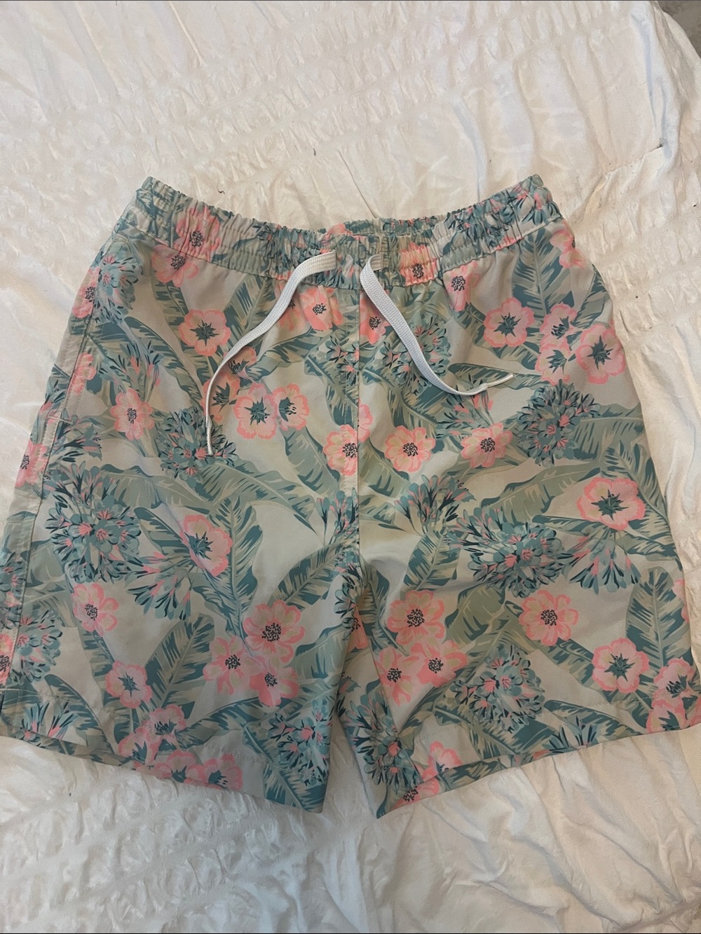 chubbies Pink Floral & Green Leaf Hybrid Shorts